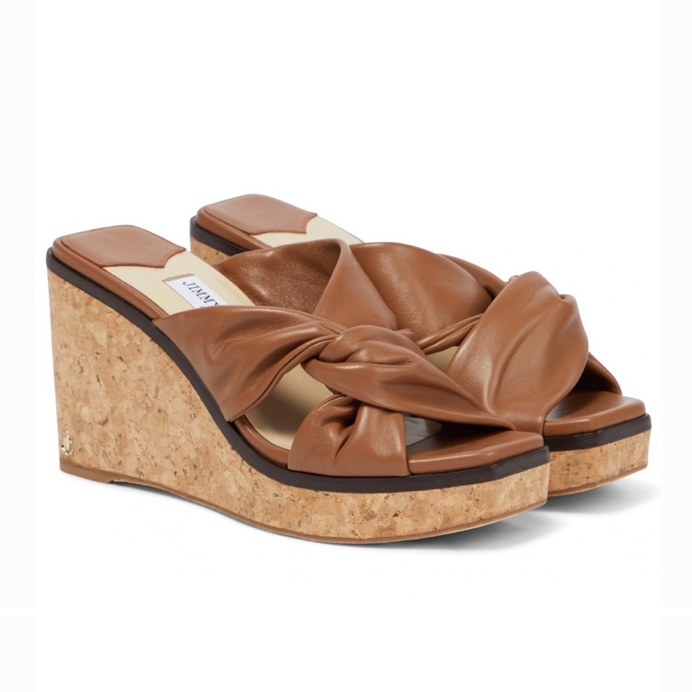Jimmy Choo Narisa 90 leather wedge sandals